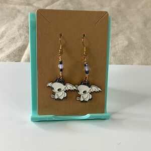 Cute Light Fury how to train your dragons~ Dragon Earrings with Blue Accents